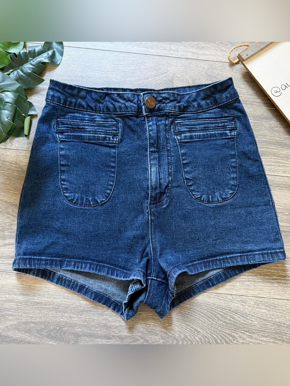 BDG Dark Blue High-Rise Stretch Denim Daisy Duke Hot Pants Shorts. Size 27